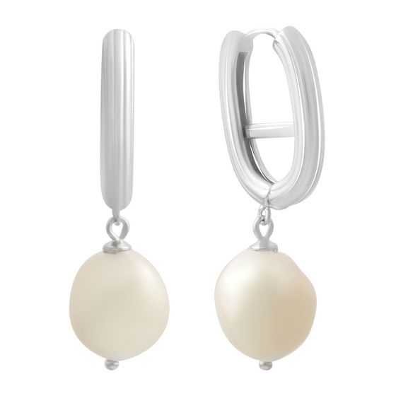 Silver earrings with baroque pearls