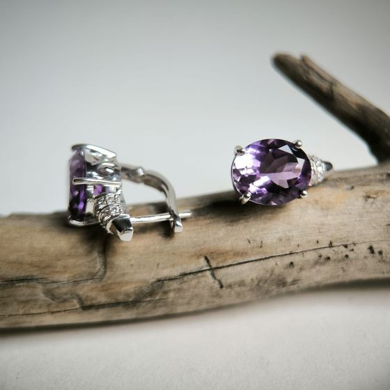 Срібні сережки з аметистом 8.705ct