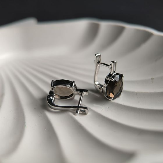 Серебряные серьги с раухтопазом (дымчатым кварцем) 4.935ct