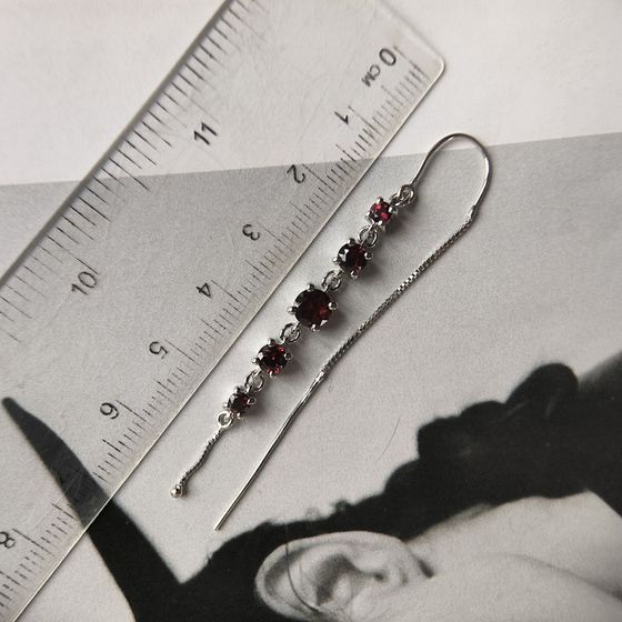 Серебряные серьги с гранатом 3.099ct