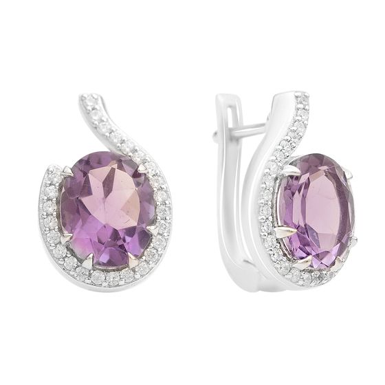 Срібні сережки з аметистом 5.312ct