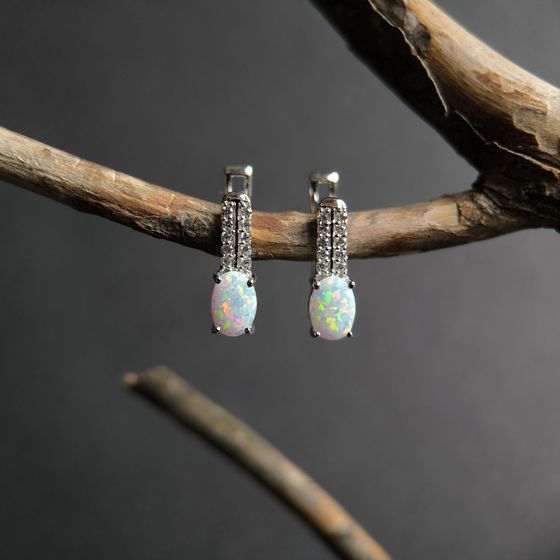 Серебряные серьги с опалом 0.883ct