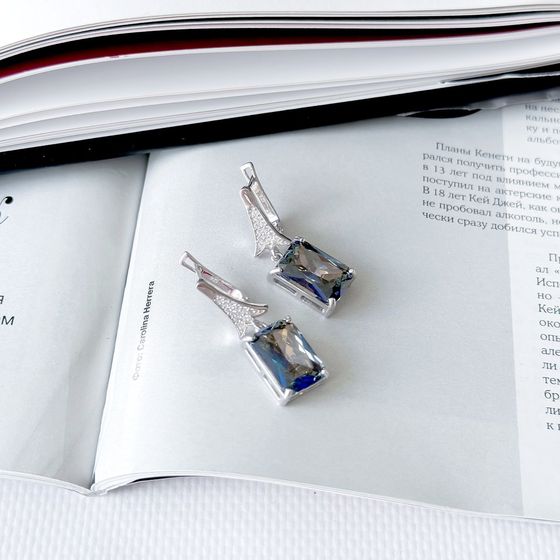 Срібні сережки з містик топазом 24.12ct