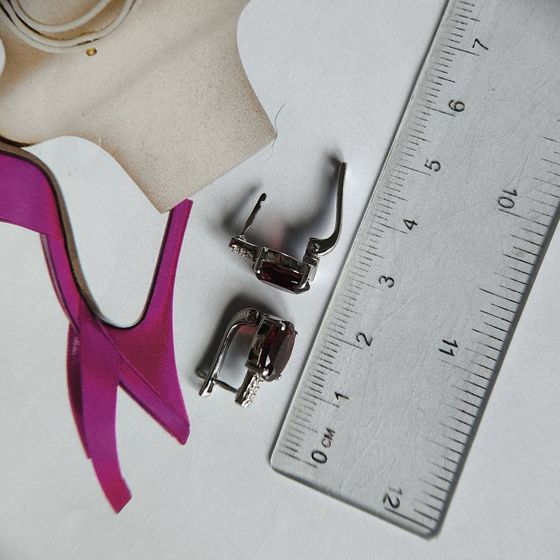 Серебряные серьги с гранатом nano 4.52ct, фианитами