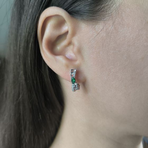 Silver earrings with emerald nano 0.638ct