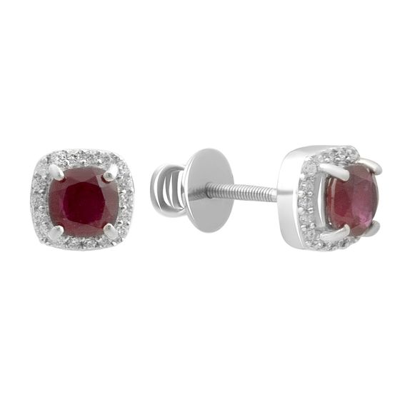 Sterling silver earrings with 1.655ct ruby, fianites