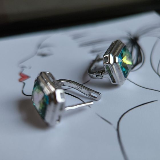 Silver earrings with mystic topaz 4.563ct