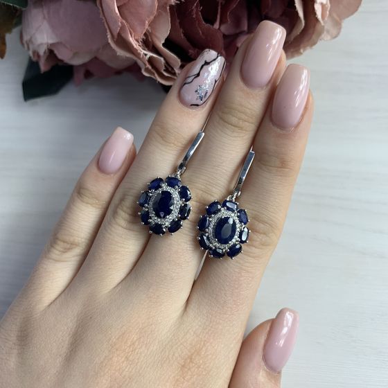 Серебряные серьги с сапфиром 8.332ct