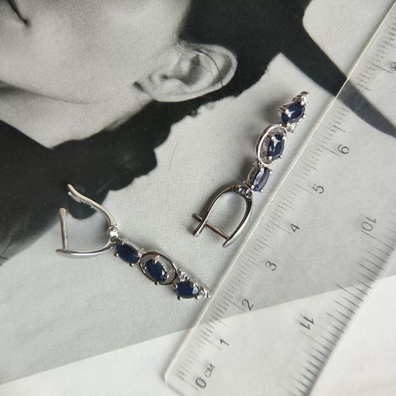 Серебряные серьги с сапфиром 3.407ct