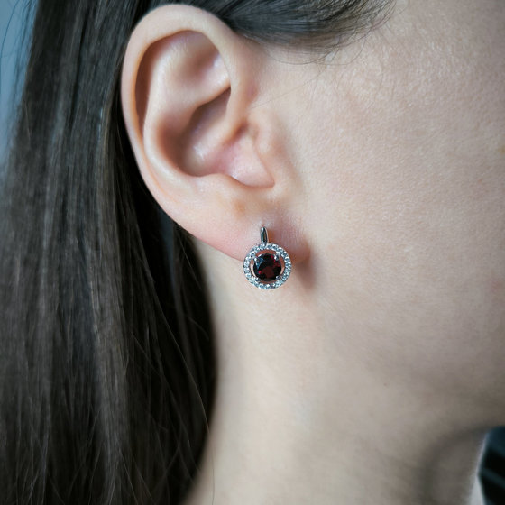 Серебряные серьги с гранатом 2.409ct
