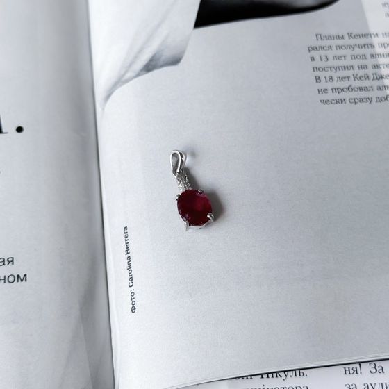 Серебряная подвеска с рубином 3.708ct