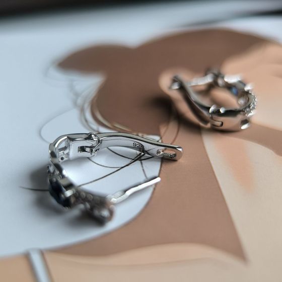 Silver earrings with sapphire nano 0.638ct