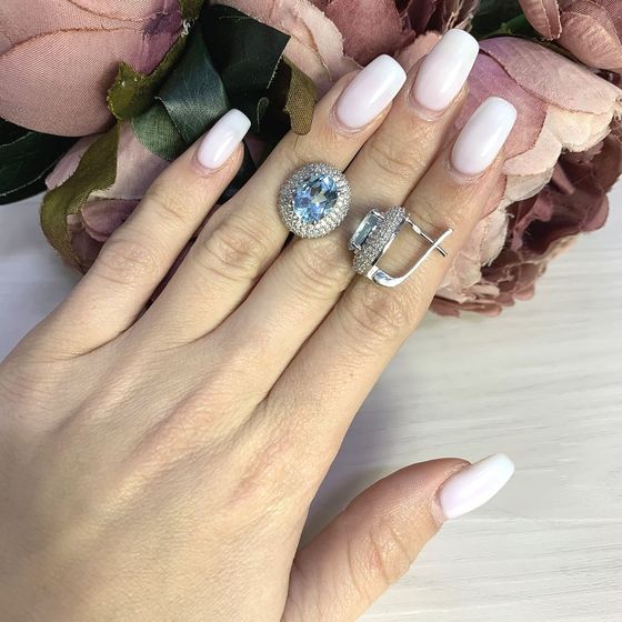 Серебряные серьги с топазом 8.614ct