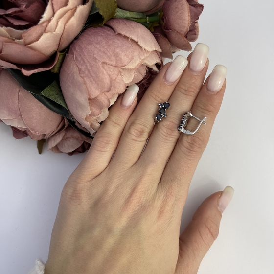 Серебряные серьги с сапфиром 2.042ct