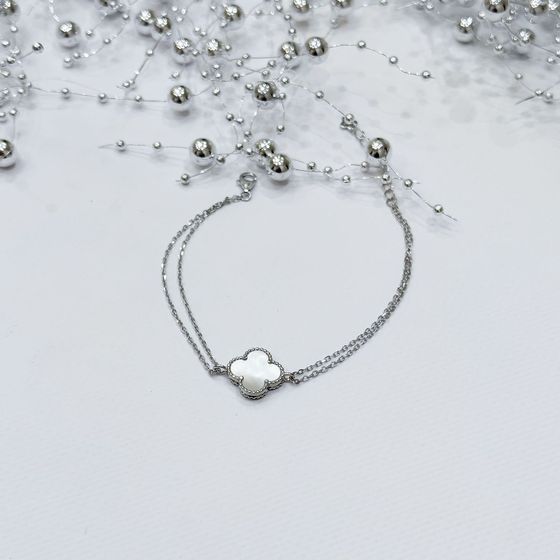 Серебряный браслет с ониксом, перламутром