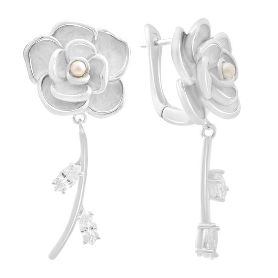 Серебряные серьги с жемчугом, перламутром