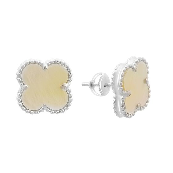 Silver earrings with mother-of-pearl