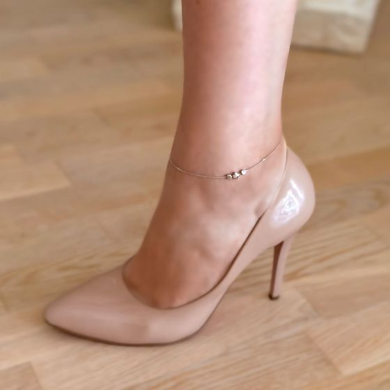 Silver leg bracelet without stones