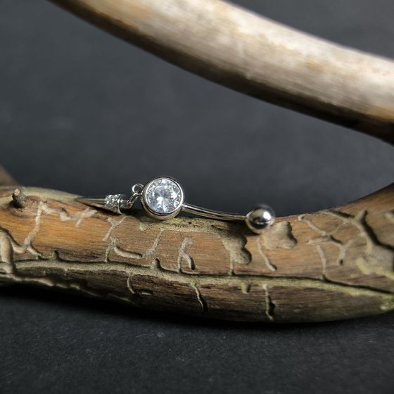 Серебряный пирсинг с фианитами