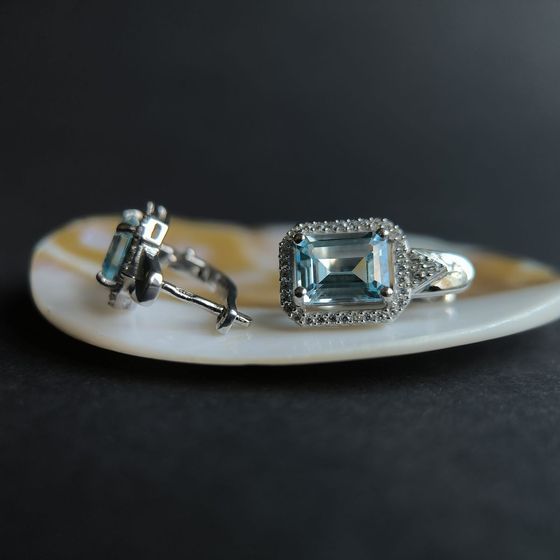 Срібні сережки з топазом 6.572ct