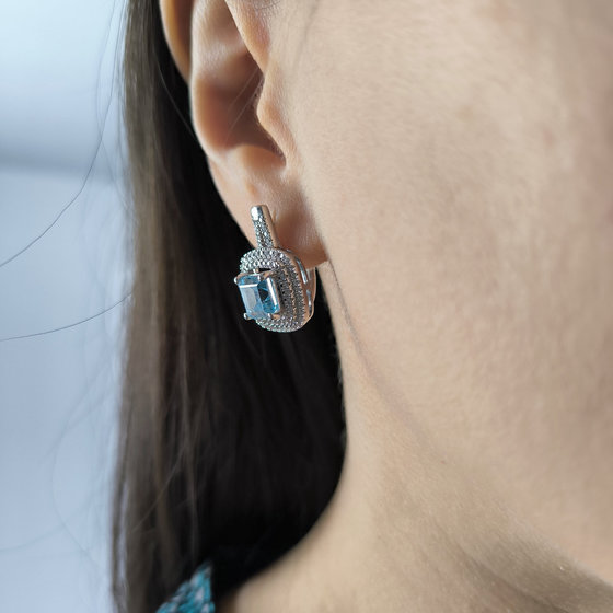 Серебряные серьги с топазом 5.867ct