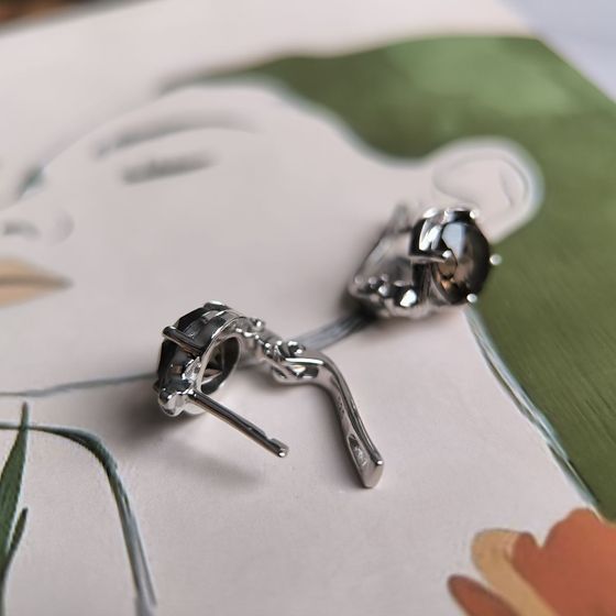 Серебряные серьги с раухтопазом (дымчатым кварцем) 3.6ct