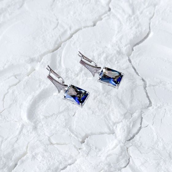Срібні сережки з містик топазом 24.12ct