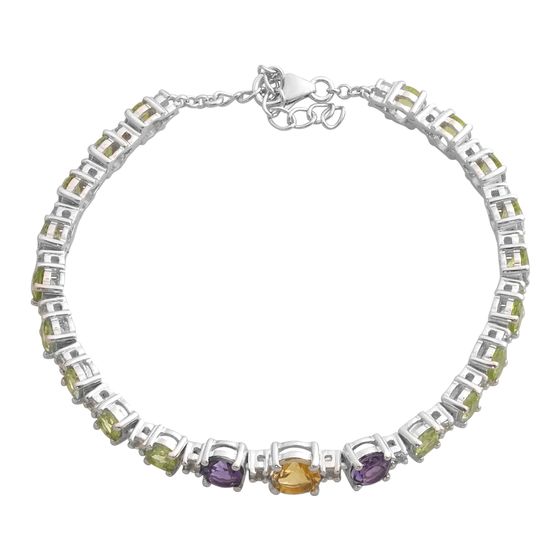 Silver bracelet with amethyst, citrine, chrysolite, topaz