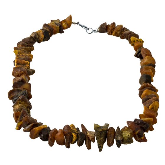 Серебряные бусы с янтарем