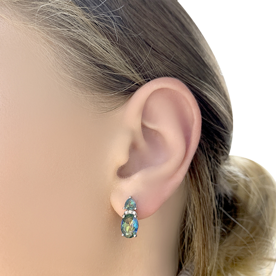 Silver earrings with mystic topaz, 2.437 ct