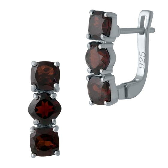 Серебряные серьги с гранатом 3.929ct