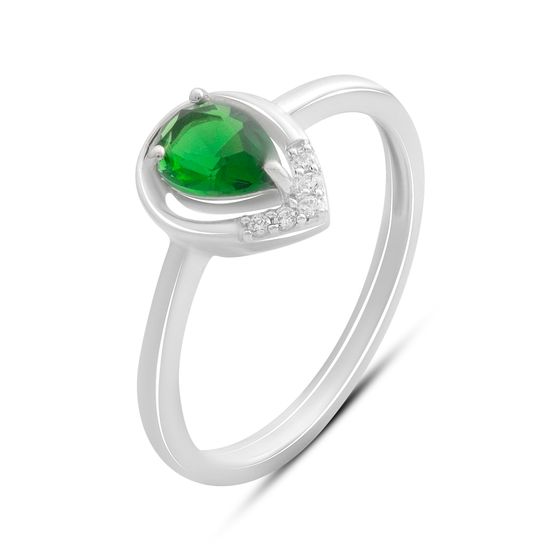 Silver ring with emerald nano 0.605ct