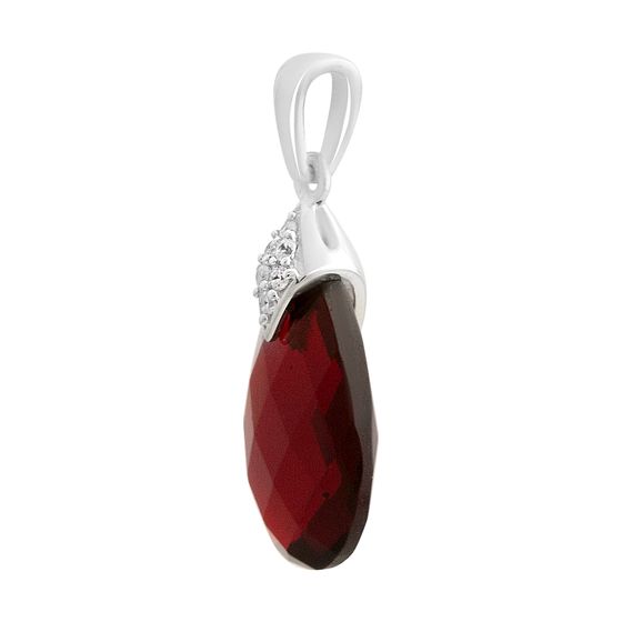 Серебряная подвеска с гранатом nano 4.42ct, фианитами