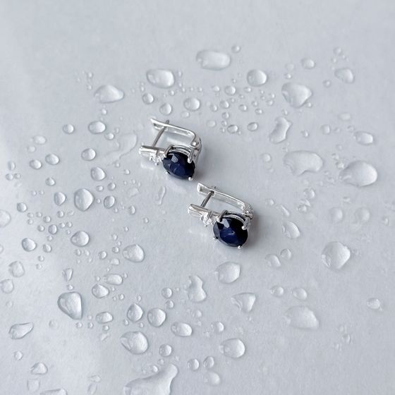 Серебряные серьги с сапфиром 5.008ct