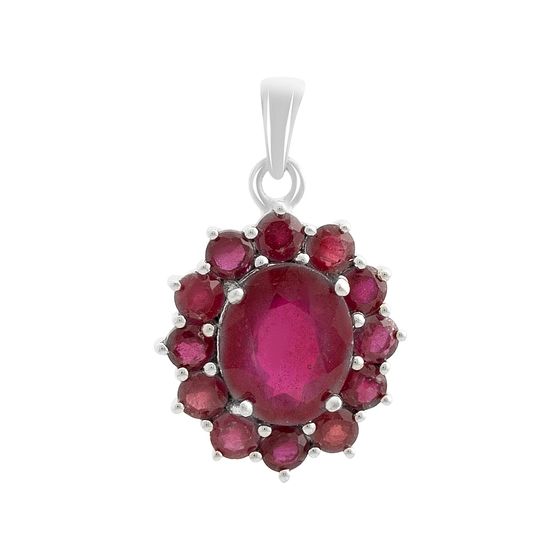 Silver pendant with a 5.388-carat ruby