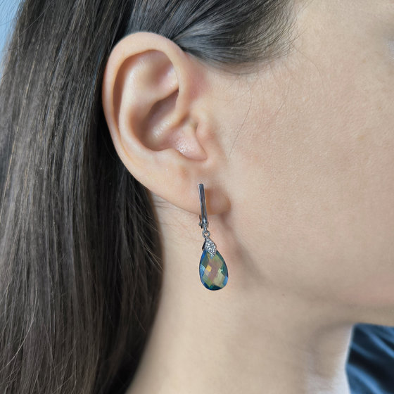 Серебряные серьги с мистик топазом 6.67ct