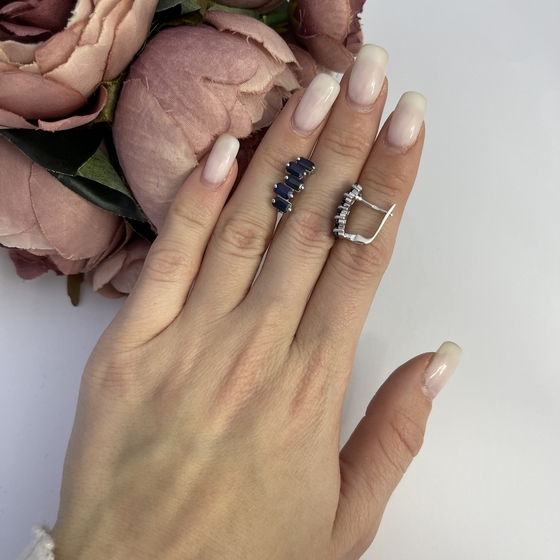 Серебряные серьги с сапфиром 3.675ct
