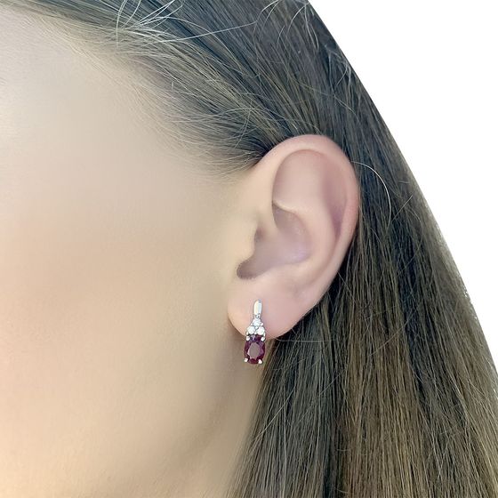 Silver earrings with a 2.36-carat ruby