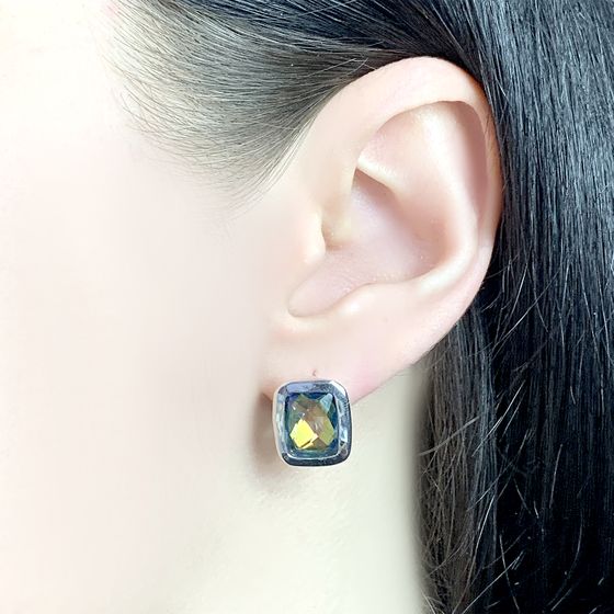 Серебряные серьги с мистик топазом 4.6ct