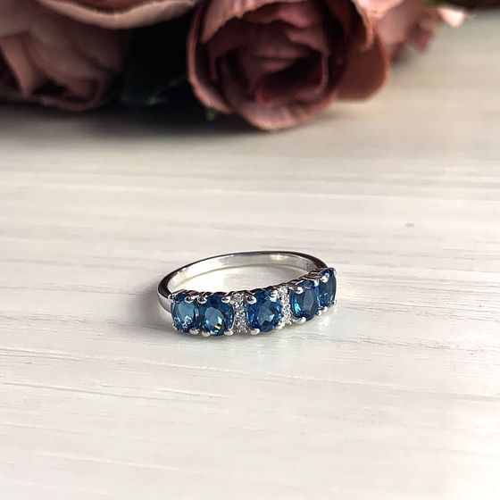 Серебряное кольцо с топазом Лондон Блю 1.66ct