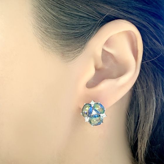 Серебряные серьги с мистик топазом 5.268ct