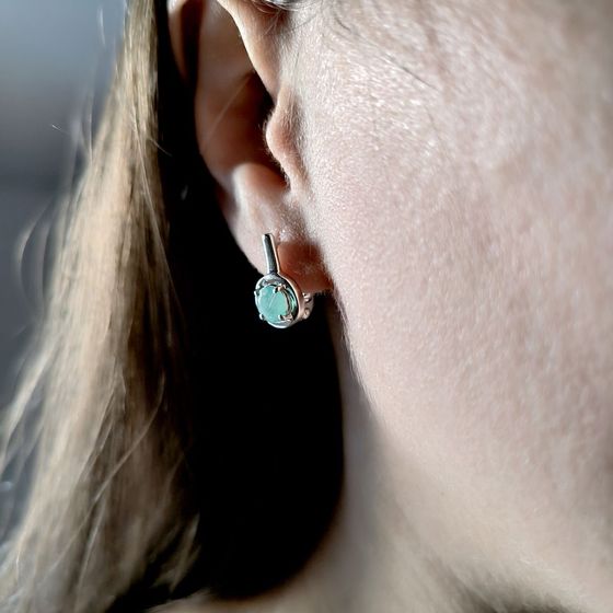 Срібні сережки зі смарагдом 1.54ct