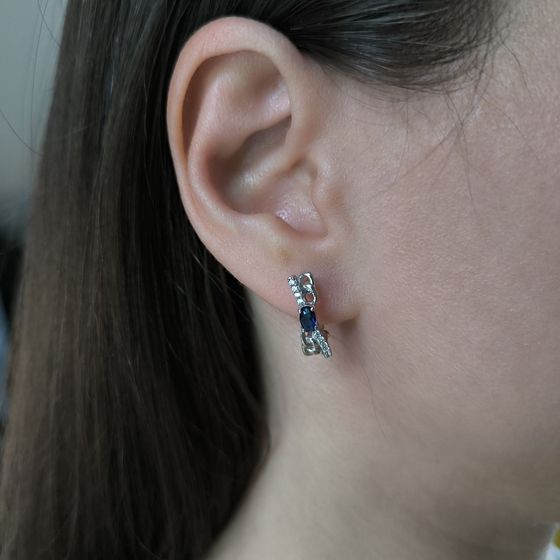 Silver earrings with sapphire nano 0.638ct