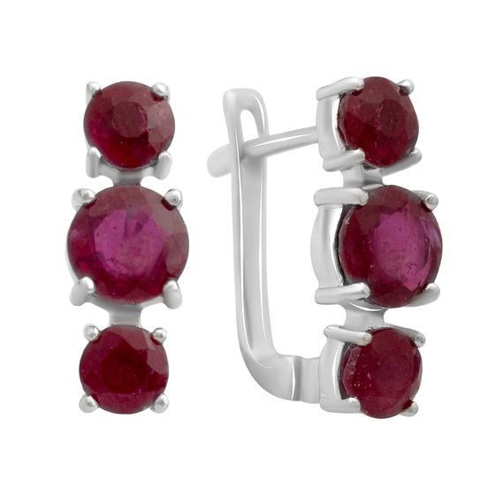 Серебряные серьги с рубином 3.63ct