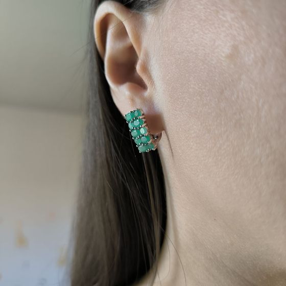 Серебряные серьги с изумрудом 3.628ct