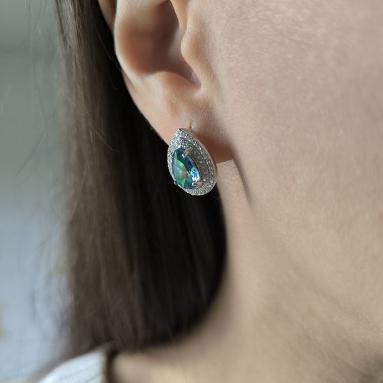 Silver earrings with mystic topaz, 3.726 ct