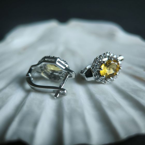 Срібні сережки з цитрином nano 3.093ct