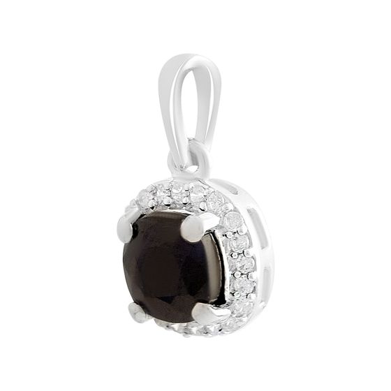 Silver pendant with 1.389ct sapphire, cubic zirconia