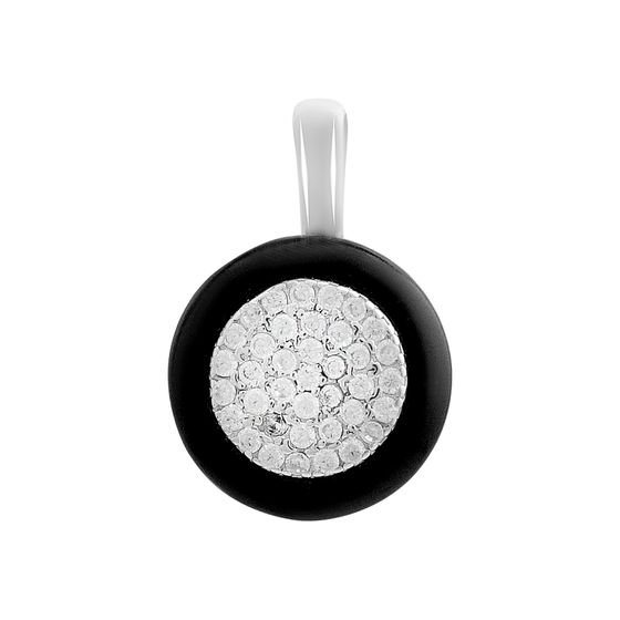 Sterling silver pendant with onyx, fianites