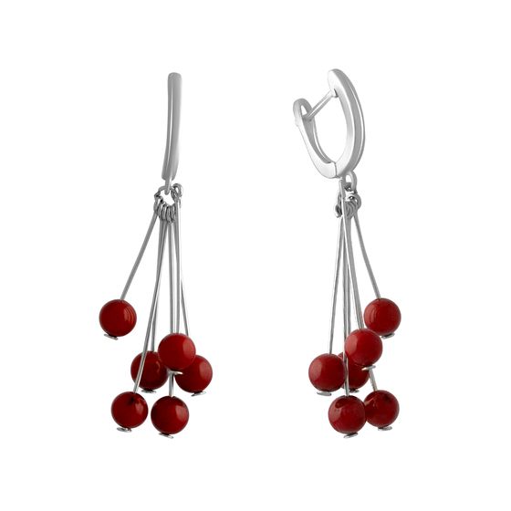 Silver earrings with coral